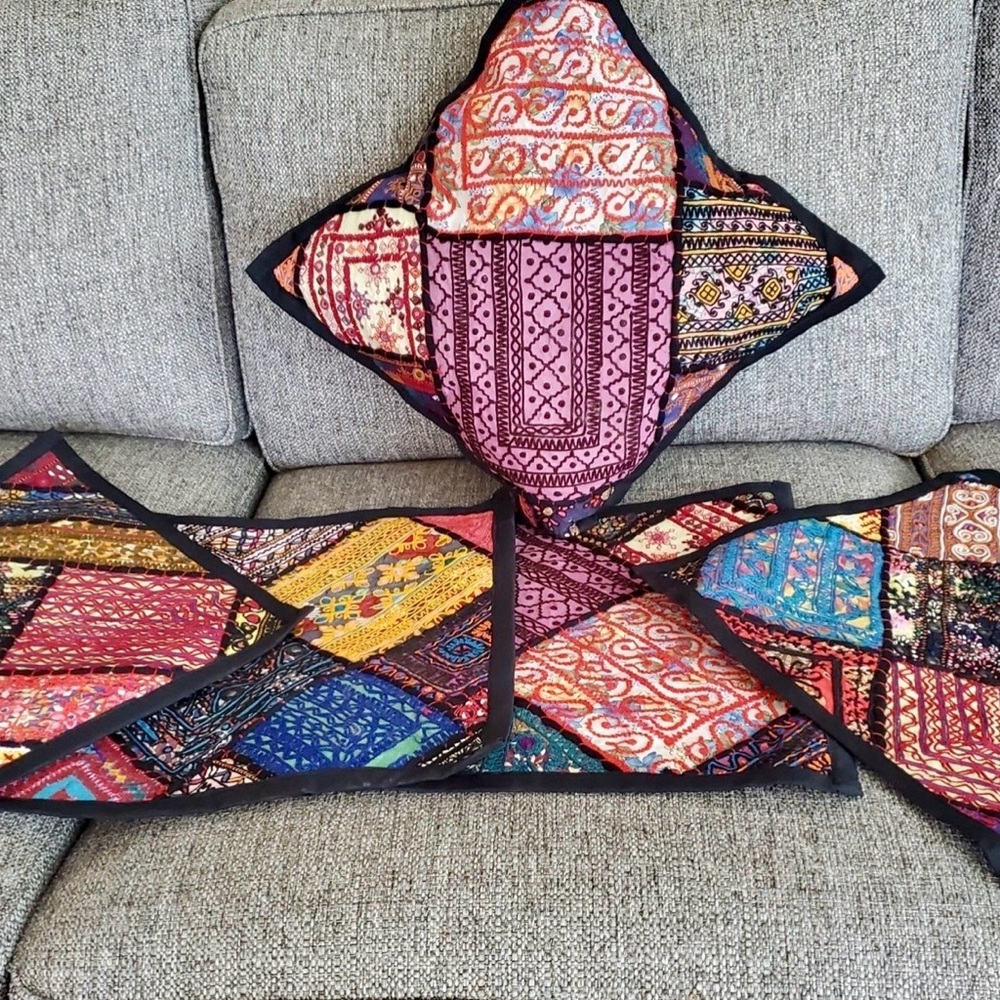 Vintage Pakistani Accent Pillow Covers- set of 5
